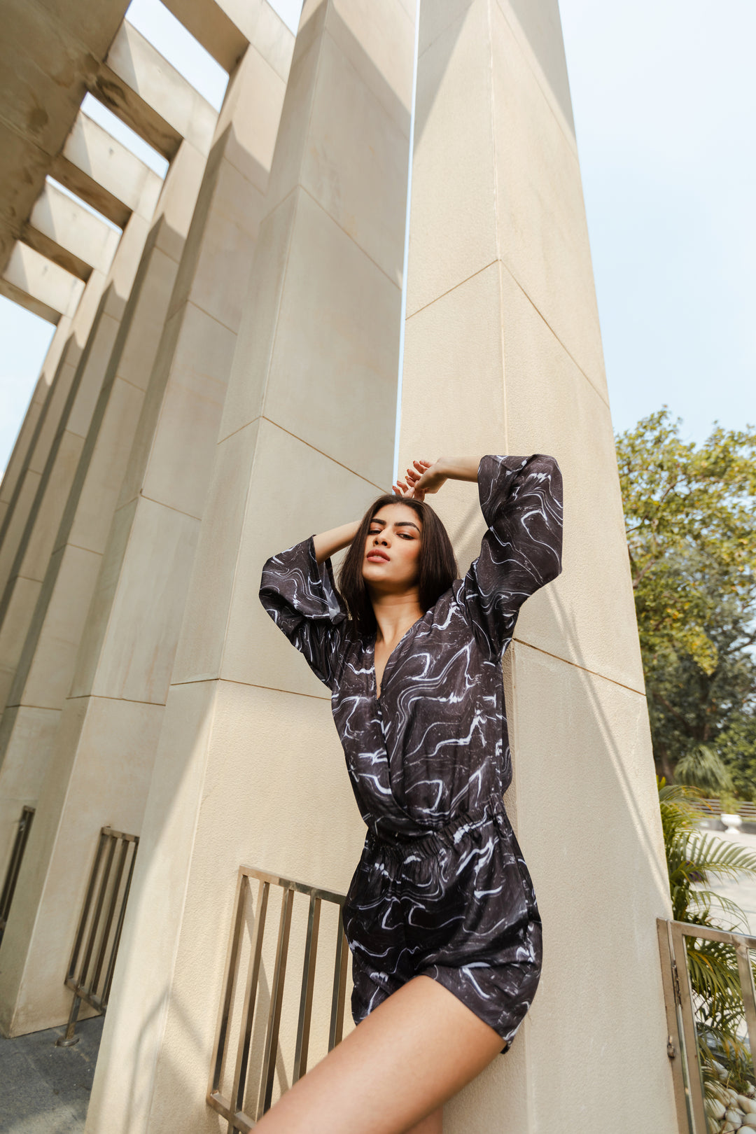 BLACK MARBLE PLAYSUIT