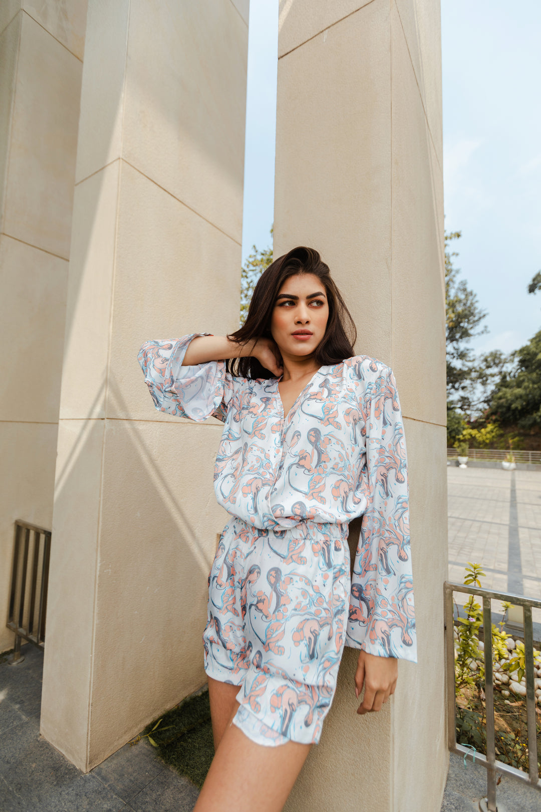 WHITE MARBLE PLAYSUIT