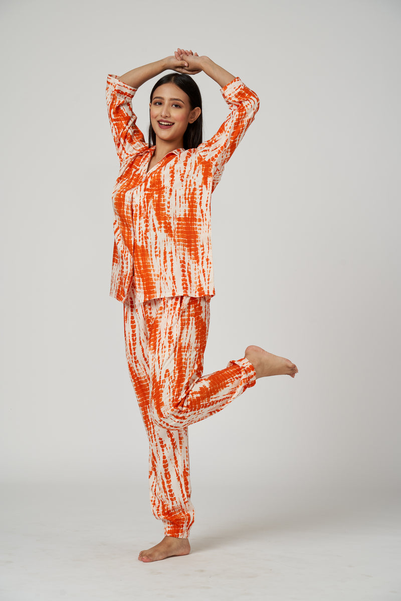 ORANGE TIE & DYE CO ORD SET